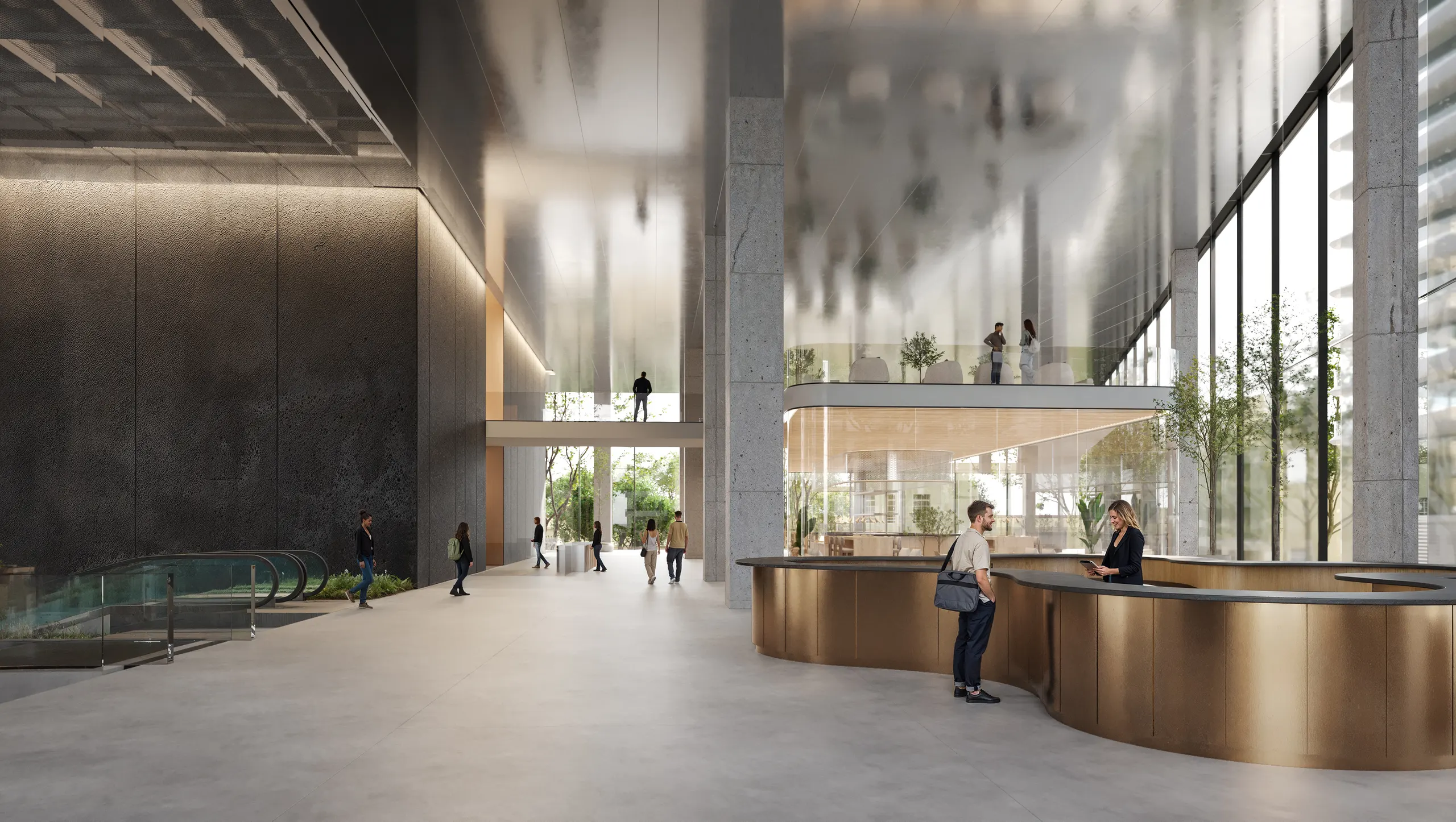 Moving through, the elevated lobby